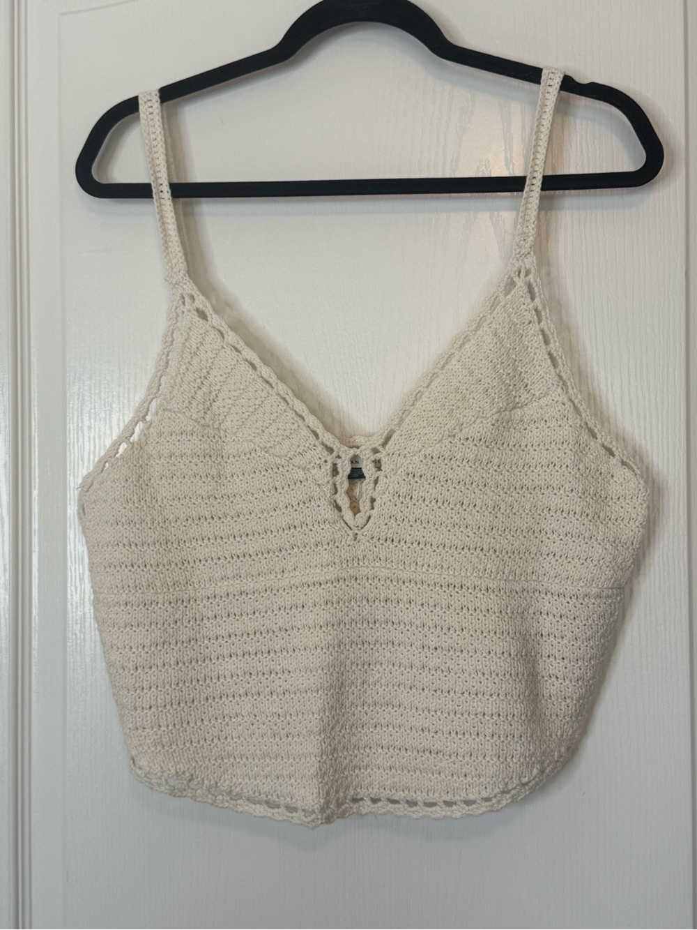 American Eagle Crochet Cami Cropped Top Cream XL